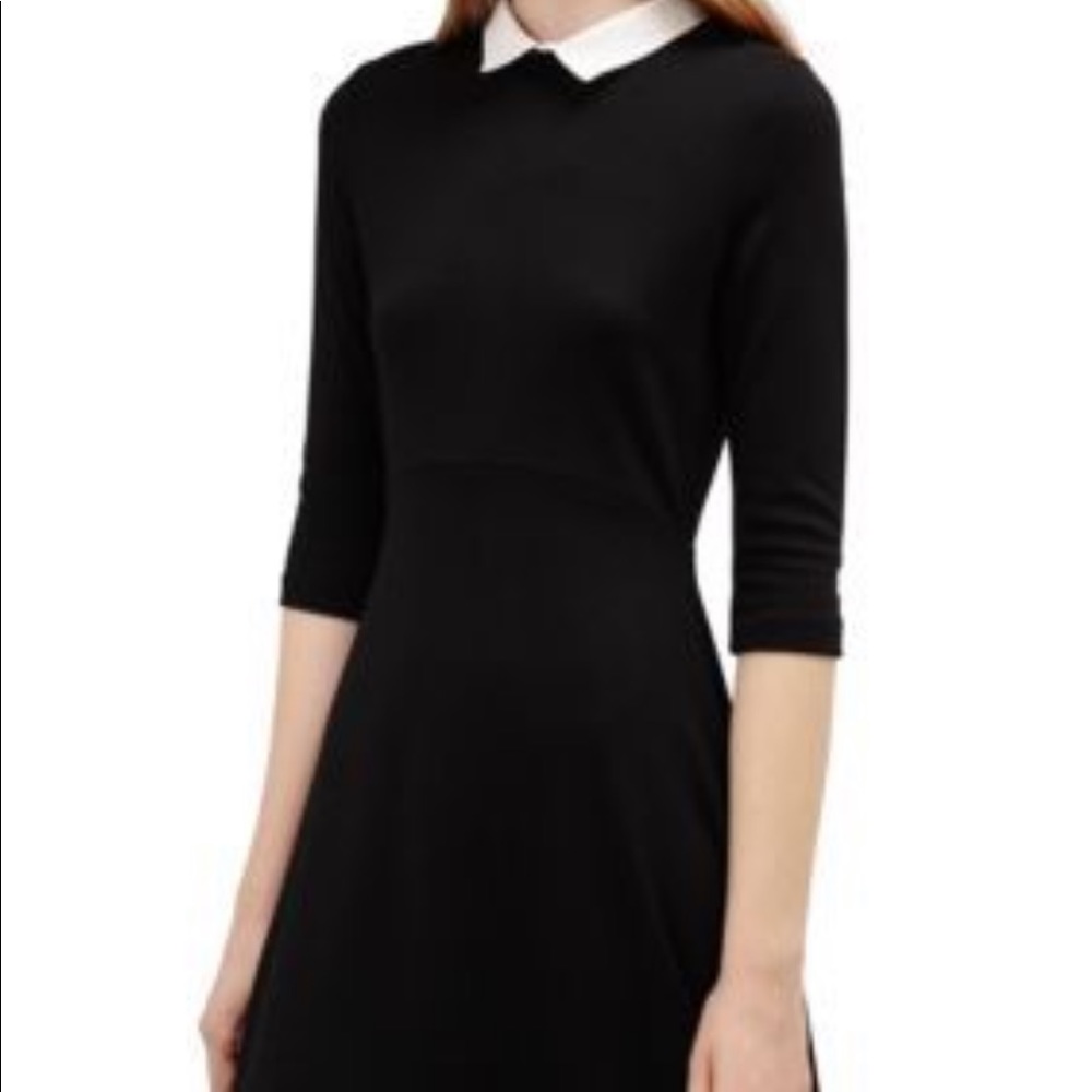French Connection 3/4 sleeve collared black dress